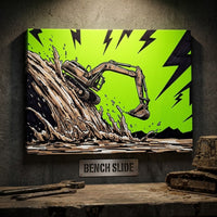 Bench Slide mining art print, earthmoving hazard poster by DIRTY ROGER®, view 5