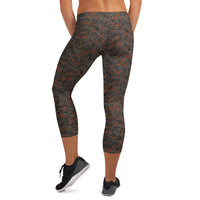 Blast Pattern Camo capri leggings by DIRTY ROGER®, night shift mining camo gym leggings