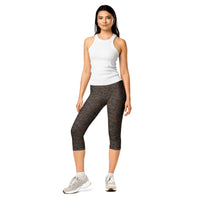 Blast Pattern Camo capri leggings by DIRTY ROGER®, night shift mining camo gym leggings, view 2