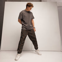 Blast Pattern Camo track pants by DIRTY ROGER®, night shift mining camo with drill-hole pattern, view 1