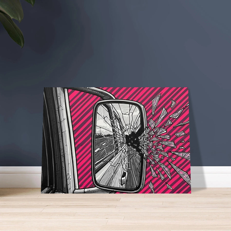 Mirrors and Machines mining safety art print, blind spot poster by DIRTY ROGER®