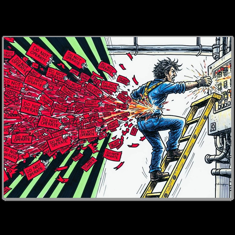 No Tags To Test isolation safety art print, electrical hazard poster by DIRTY ROGER®