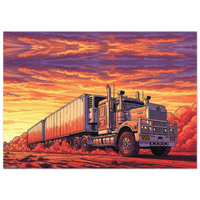 Last Light road train art print, outback sunset truck poster by DIRTY ROGER®