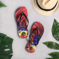 Pilbara Dust flip flops by DIRTY ROGER®, red storm art thongs