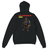 Workshop Bird mechanic hoodie, funny mining workshop pullover, unisex by DIRTY ROGER®, view 3