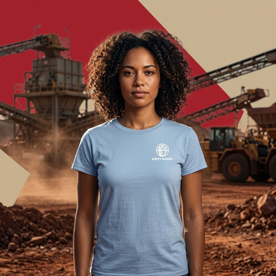 Logo women's mining t-shirt with DR hard hat badge by DIRTY ROGER®