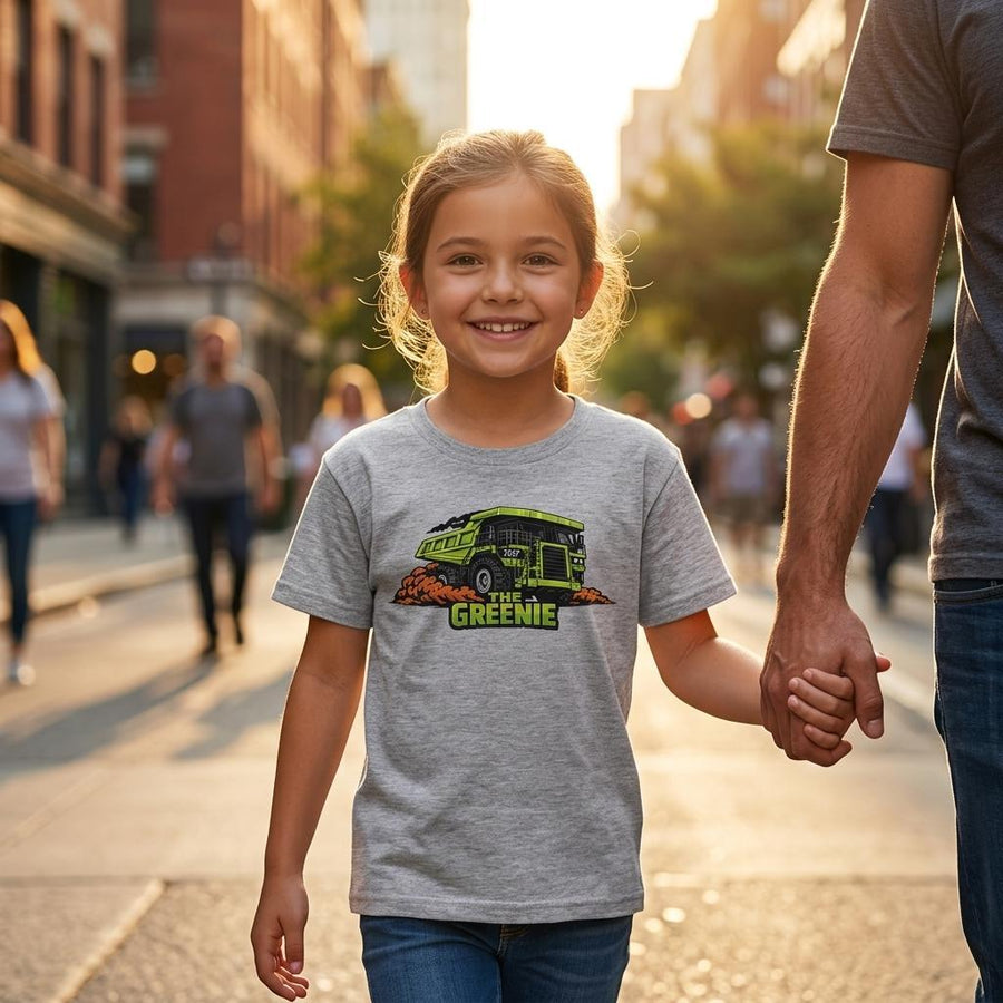 Kids Greenie haul truck t-shirt, mining gift tee, youth by DIRTY ROGER®