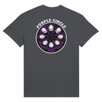 Purple Circle funny mining t-shirt, purple hi-vis hard hats, unisex tee by DIRTY ROGER®, view 3