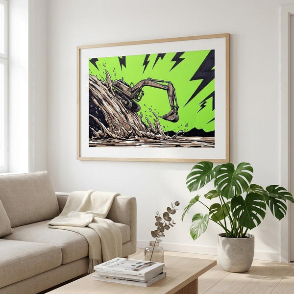 Bench Slide Mining Art Print – Earthmoving Hazard Poster | DIRTY ROGER®