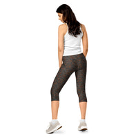 Blast Pattern Camo capri leggings by DIRTY ROGER®, night shift mining camo gym leggings, view 3