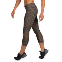 Blast Pattern Camo capri leggings by DIRTY ROGER®, night shift mining camo gym leggings, view 8