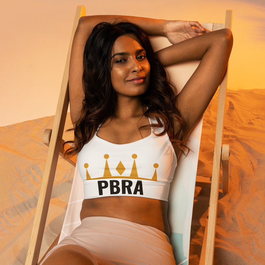PBRA Gym Princess longline sports bra by DIRTY ROGER®, gold crown and PBRA band