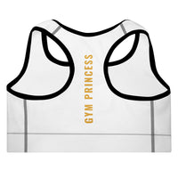 PBRA Gym Princess sports bra by DIRTY ROGER®, crown logo close-up