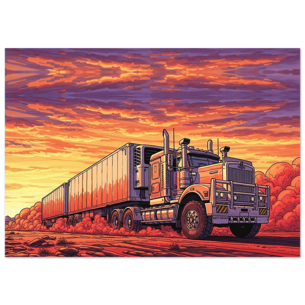 Last Light Road Train Art Print – Outback Sunset Truck Poster | DIRTY ROGER®